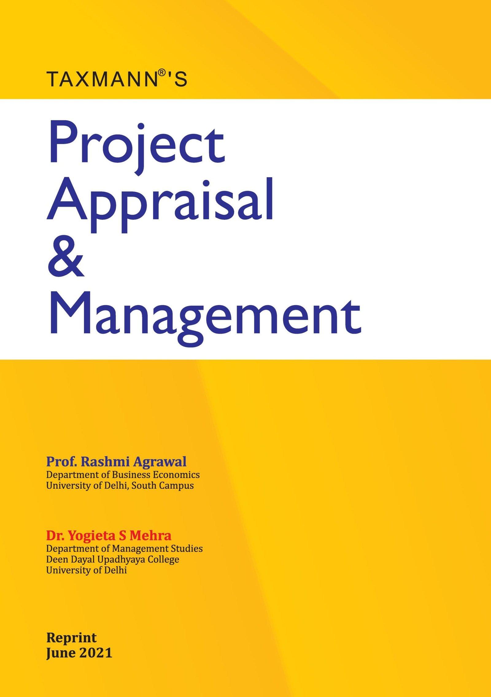 Taxmann Project Appraisal & Management By Rashmi Agrawal , Yogieta S. Mehra Edition June 2021