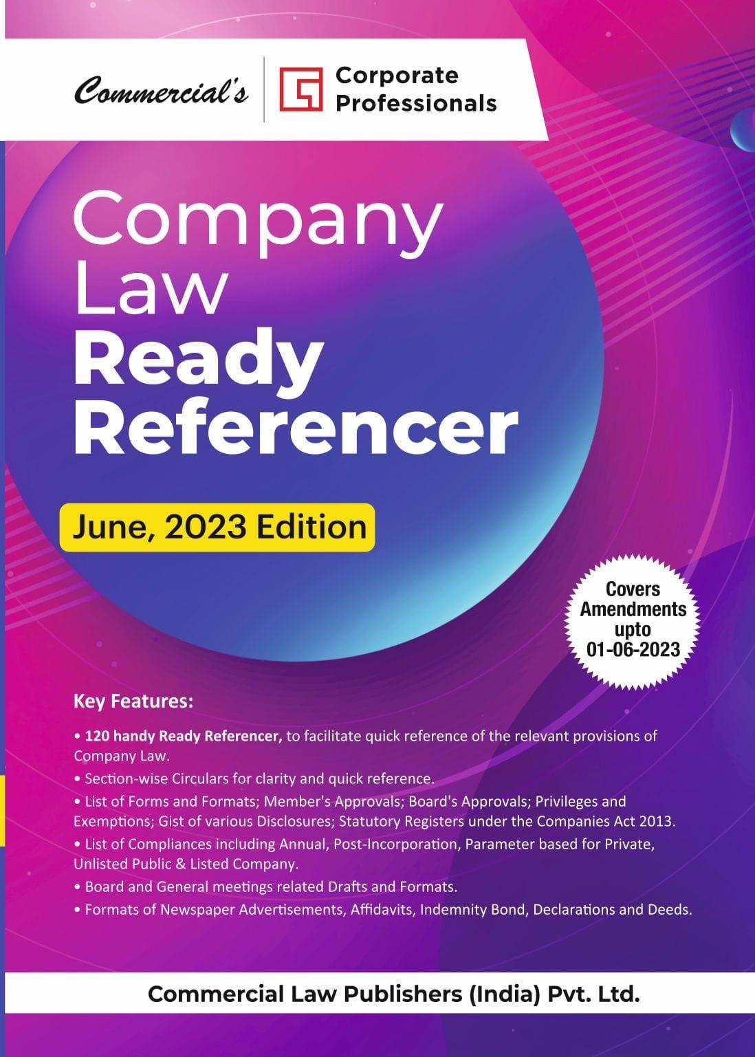 Commercial Company Law Ready Referencer By Corporate Professional Edition June 2023