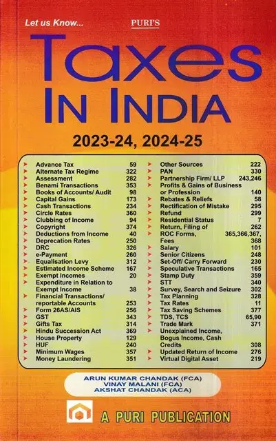 Puri Publication Let Us Know Taxes In India 2023-24 By Arun Kumar Chandak Edition 2023