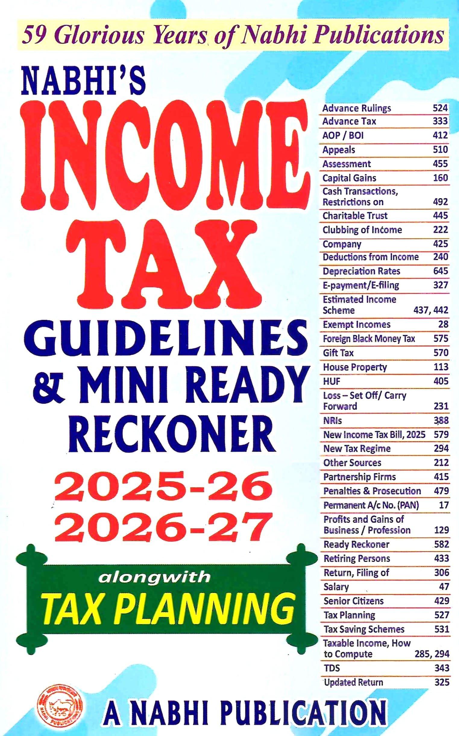 Nabhi’s Income Tax Guidelines & Mini Ready Reckoner 2025-26 and 2026-27 Alongwith Tax Planning Edition April 2025
