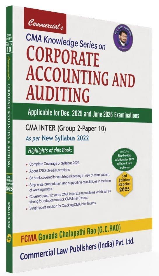 CMA Inter Book Corporate Accounting And Auditing By G.C. Rao for Dec 25 & June 26 Exam