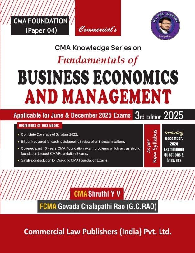 CMA Foundation Book Business Economics and Management By G.C. Rao Dec 25 Exam