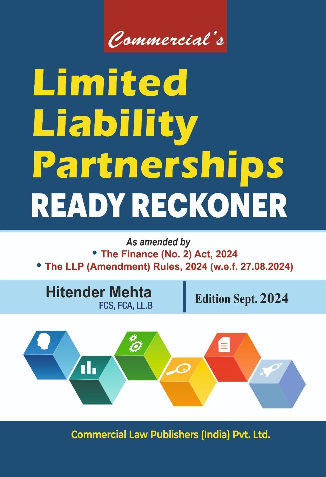 Commercial Limited Liability Partnerships Ready Reckoner By Hitender Mehta Edition September 2024