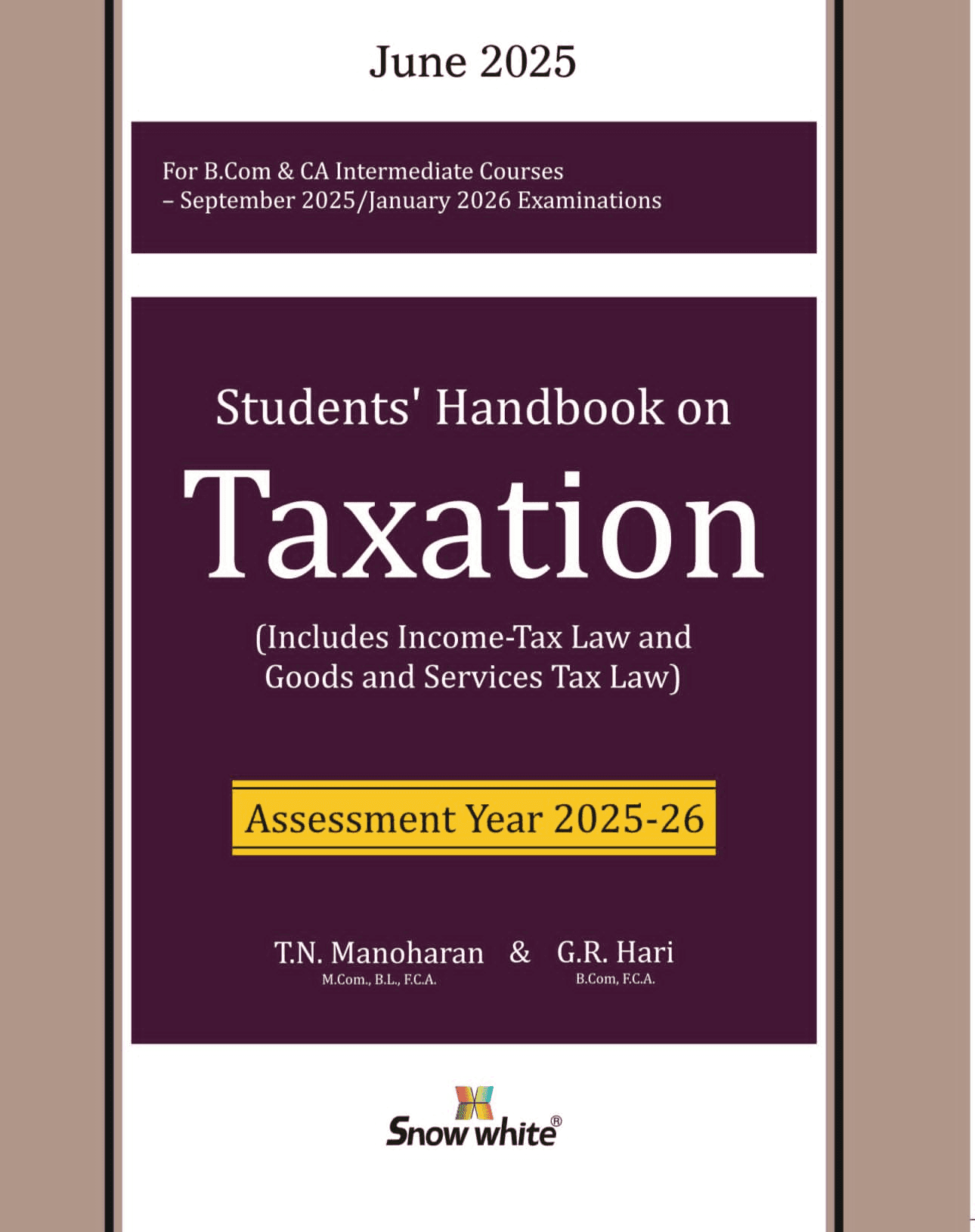 CA Inter Taxation T N Manoharan & G R Hari Sep 25 Exam