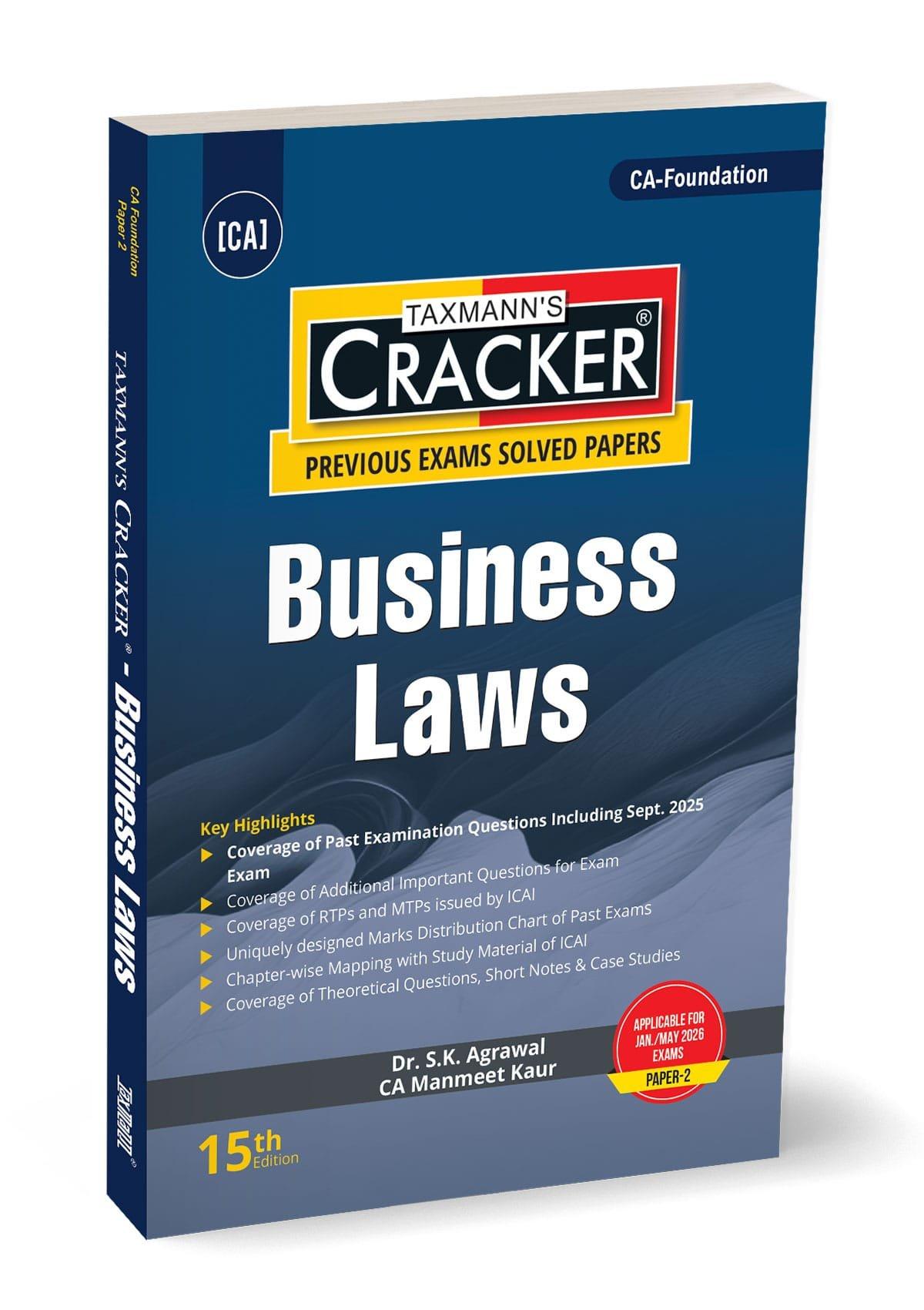 CA Foundation Business Laws Cracker By Manmeet Kaur S.K. Agrawal For Jan 26 Exam