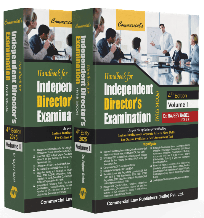 Commercial Handbook for Independent Director Examination with MCQs (Set of 2 Volumes) By Rajeev Babel Edition May 2025